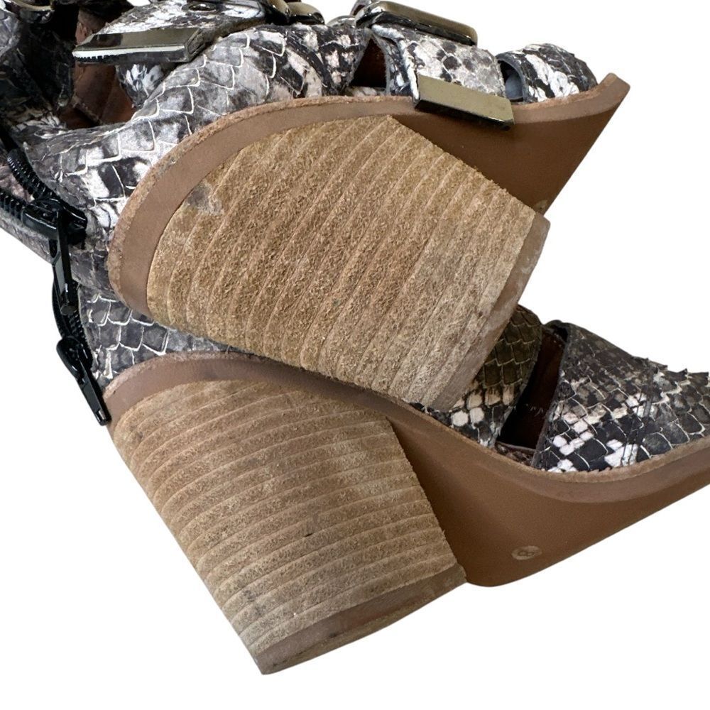 JEFFREY CAMPBELL Snakeskin Buckle Ankle Caceres Bootie in Brown & Grey Snake - Picture 12 of 14